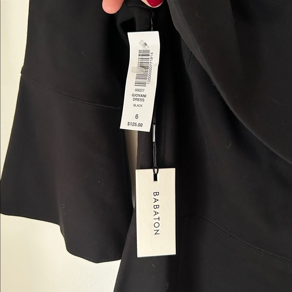 NWT Babaton Black Giovani Off Shoulder 3/4 Sleeve Ponte Dress - Size 6 - Picture 13 of 16